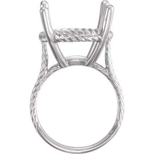 Rope Ring Mounting in 10 Karat White Gold for Round Stone