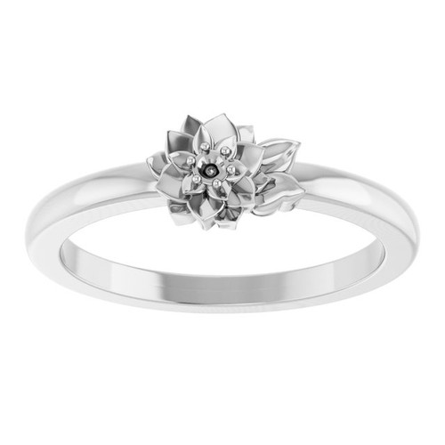 Flower Ring Mounting in 10 Karat White Gold for Round Stone