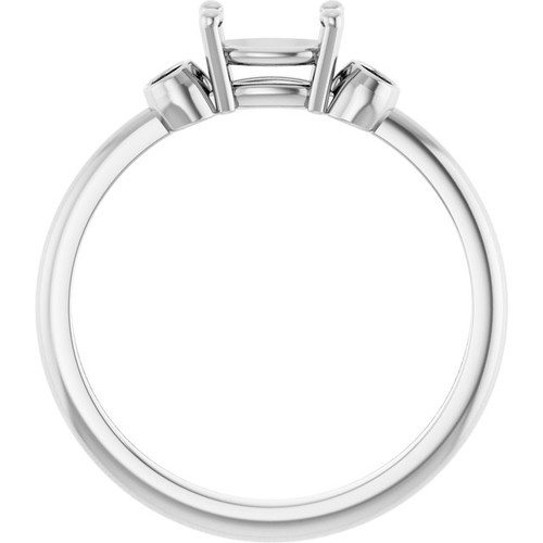 Oval 4 Prong Accented Ring Mounting in 10 Karat White Gold for Oval Stone