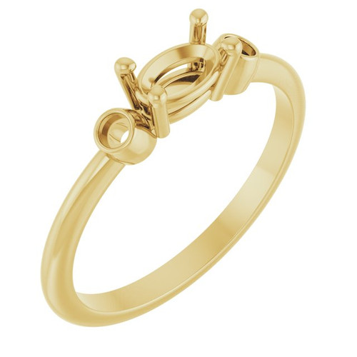 Oval 4 Prong Accented Ring Mounting in 10 Karat Yellow Gold for Oval Stone