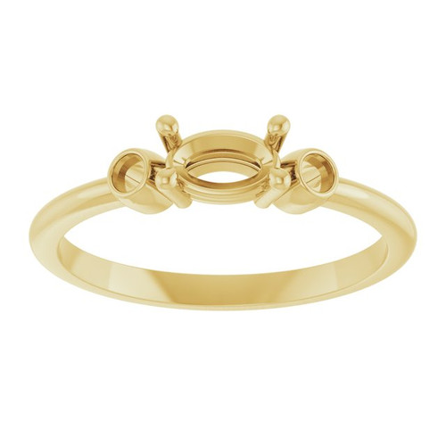 Oval 4 Prong Accented Ring Mounting in 18 Karat Yellow Gold for Oval Stone