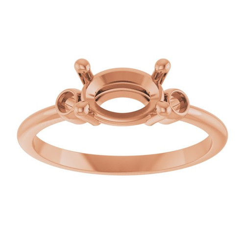 Oval 4 Prong Accented Ring Mounting in 18 Karat Rose Gold for Oval Stone