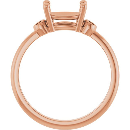 Oval 4 Prong Accented Ring Mounting in 10 Karat Rose Gold for Oval Stone