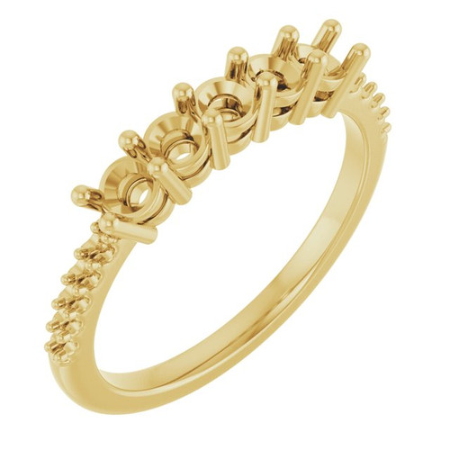 Accented Family Ring Mounting in 18 Karat Yellow Gold for Round Stone