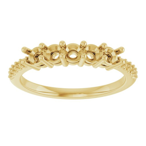 Accented Family Ring Mounting in 18 Karat Yellow Gold for Round Stone