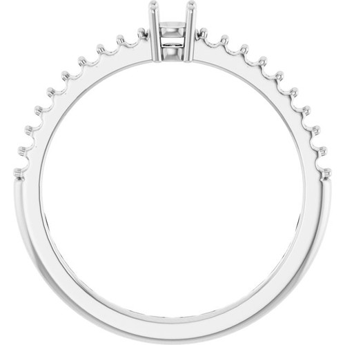 Accented Family Ring Mounting in 18 Karat White Gold for Round Stone