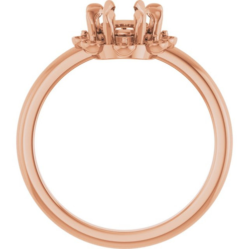 Halo Style Pearl Ring Mounting in 10 Karat Rose Gold for Oval Stone