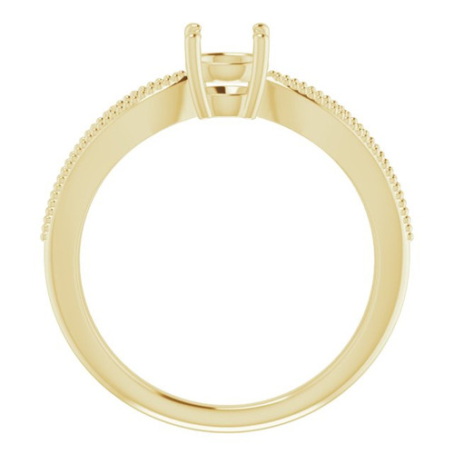 Vintage Inspired Engagement Ring or Band Mounting in 10 Karat Yellow Gold for Round Stone