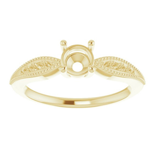Vintage Inspired Engagement Ring or Band Mounting in 18 Karat Yellow Gold for Round Stone