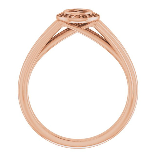 Bezel Set Halo Style Engagement Ring Mounting in 14 Karat Rose Gold for Round Stone