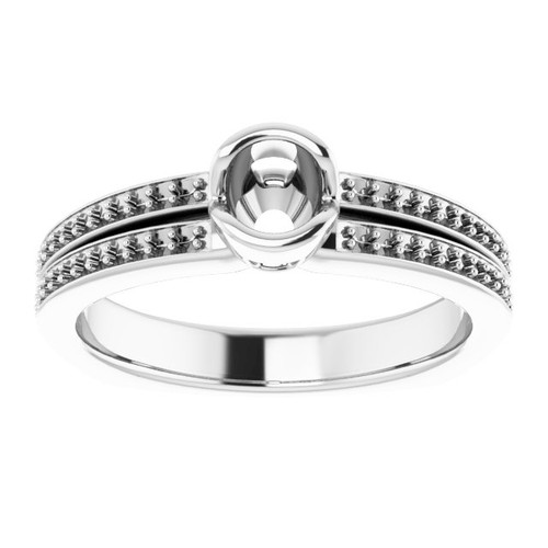 Bezel Set Accented Ring Mounting in 10 Karat White Gold for Round Stone