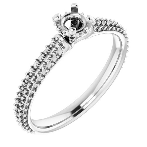 Pavé Accented Engagement Ring Mounting in 18 Karat White Gold for Round Stone