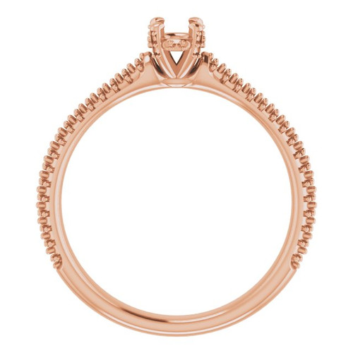 Pavé Accented Engagement Ring Mounting in 14 Karat Rose Gold for Round Stone