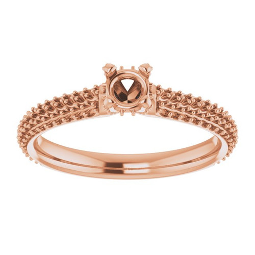 Pavé Accented Engagement Ring Mounting in 10 Karat Rose Gold for Round Stone