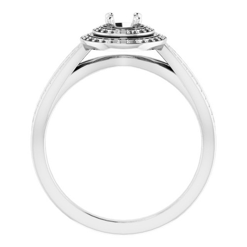 Double Halo Style Ring Mounting in Platinum for Round Stone