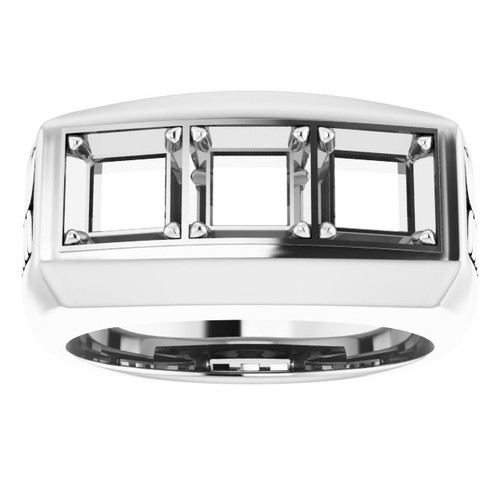 Three Stone Ring Mounting in Platinum for Square Stone