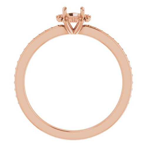 Halo Style Engagement Ring Mounting in 18 Karat Rose Gold for Round Stone
