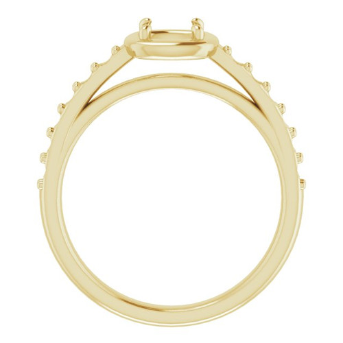 Accented Ring Mounting in 10 Karat Yellow Gold for Cushion Stone