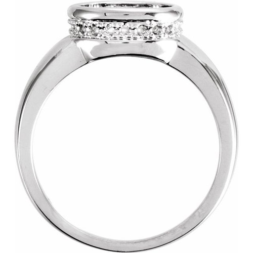 Cabochon Bezel Set Accented Ring Mounting in 14 Karat Yellow Gold for Oval Stone Cabochon Bezel Set Accented Ring Mounting in 14 Karat Yellow Gold for Oval Stone