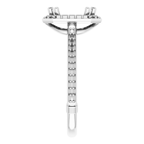 Halo Style Engagement Ring Mounting in 14 Karat White Gold for Emerald Stone