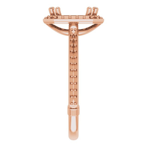 Halo Style Engagement Ring Mounting in 10 Karat Rose Gold for Emerald Stone