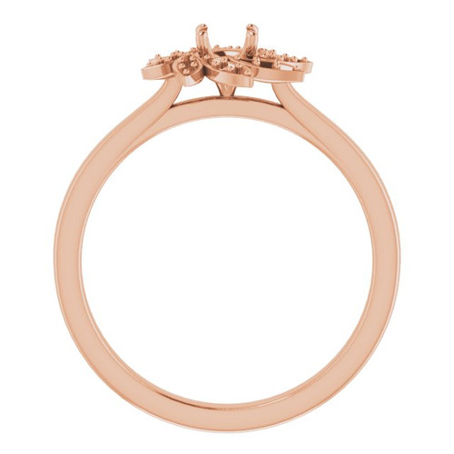 Floral Inspired Engagement Ring Mounting in 18 Karat Rose Gold for Round Stone