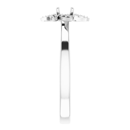 Floral Inspired Engagement Ring Mounting in 18 Karat White Gold for Round Stone