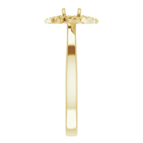 Floral Inspired Engagement Ring Mounting in 18 Karat Yellow Gold for Round Stone