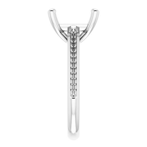 Accented Engagement Ring Mounting in 14 Karat White Gold for Square Stone