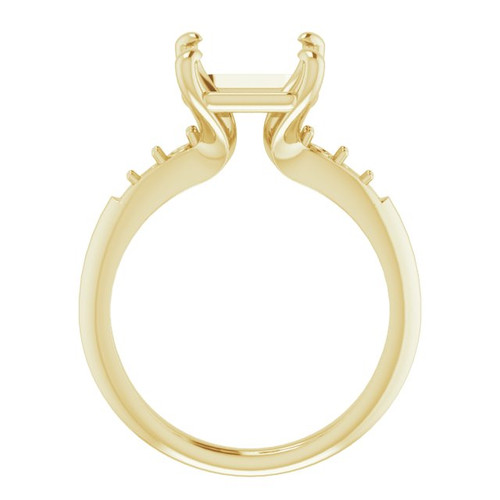 Accented Ring Mounting in 14 Karat Yellow Gold for Asscher Stone