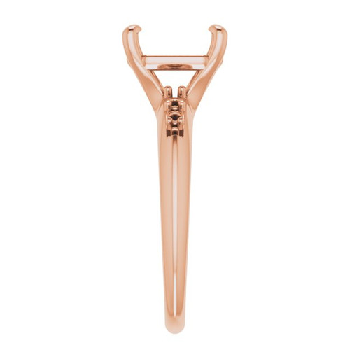 Accented Ring Mounting in 10 Karat Rose Gold for Asscher Stone