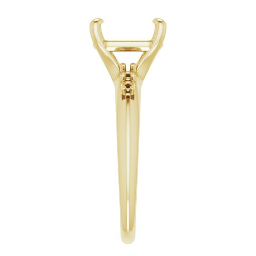 Accented Ring Mounting in 10 Karat Yellow Gold for Asscher Stone