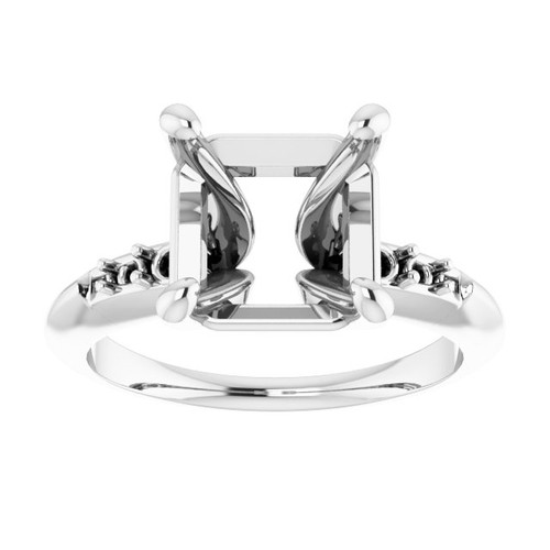 Accented Ring Mounting in Sterling Silver for Asscher Stone