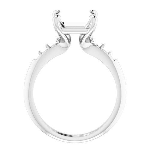 Accented Ring Mounting in Platinum for Asscher Stone