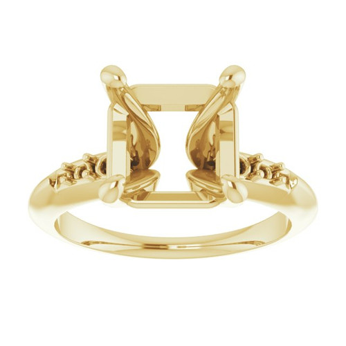 Accented Ring Mounting in 18 Karat Yellow Gold for Asscher Stone