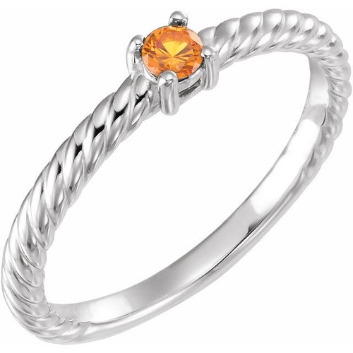 Family Ring Mounting in 14 Karat White Gold for Round Stone