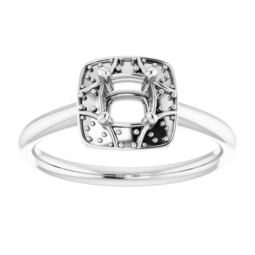 Vintage Inspired Halo Style Engagement Ring Mounting in 14 Karat White Gold for Round Stone