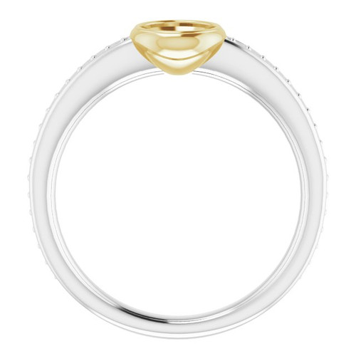Bezel Set Accented Ring Mounting in 14 Karat White/Yellow Gold for Round Stone