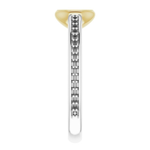 Bezel Set Accented Ring Mounting in 14 Karat White/Yellow Gold for Round Stone