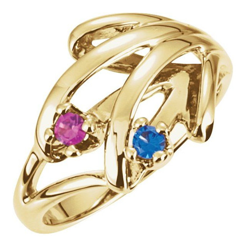 Family Freeform Ring Mounting in 18 Karat Yellow Gold for Round Stone.