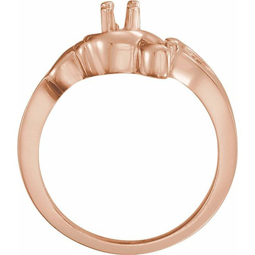 Family Freeform Ring Mounting in 10 Karat Rose Gold for Round Stone. Family Freeform Ring Mounting in 10 Karat Rose Gold for Round Stone.