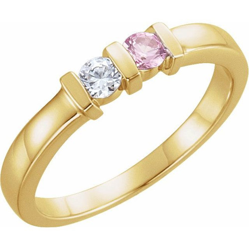 Family Ring Mounting in 18 Karat Yellow Gold for Round Stone...