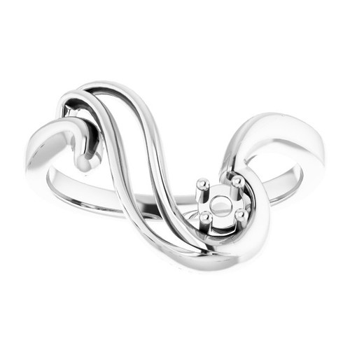 Family Freeform Ring Mounting in 10 Karat White Gold for Round Stone.