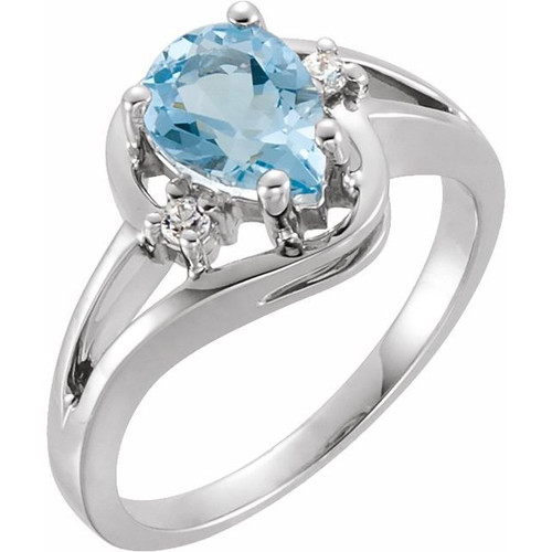 Accented Ring Mounting in 18 Karat White Gold for Pear shape Stone...