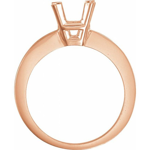 Solitaire Ring Mounting in 18 Karat Rose Gold for Square Stone..