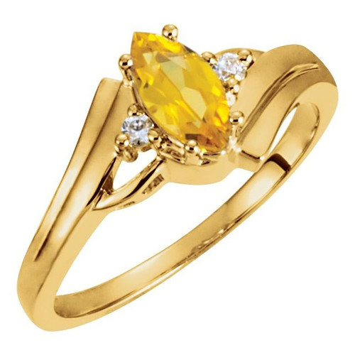 Accented Ring Mounting in 10 Karat White Gold for Marquise Stone..