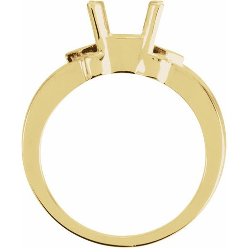 Accented Ring Mounting in 14 Karat Rose Gold for Emerald cut Stone..