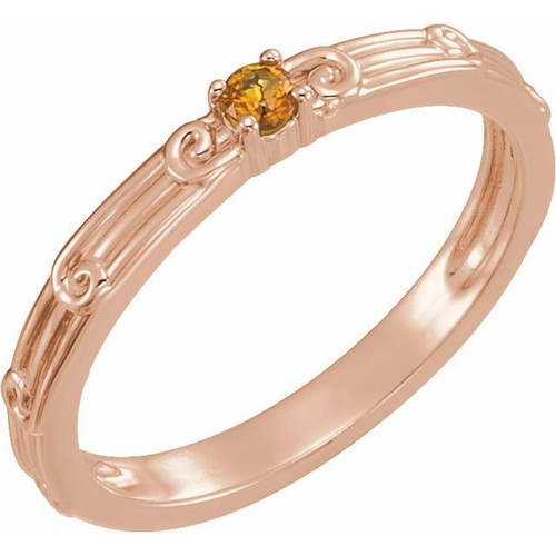 Family Stackable Ring Mounting in 18 Karat Rose Gold for Round Stone..