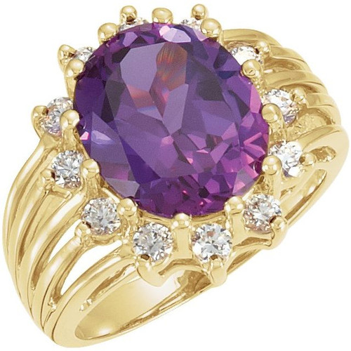 Halo Style Ring Mounting in 10 Karat Yellow Gold for Oval Stone..