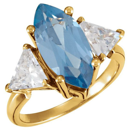 Three Stone Ring Mounting in 10 Karat White Gold for Marquise Stone.